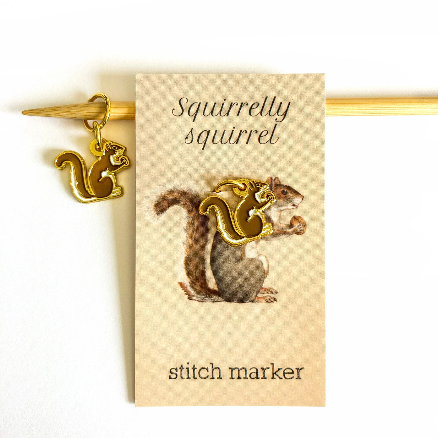 Squirrel + Acorn Stitch Markers