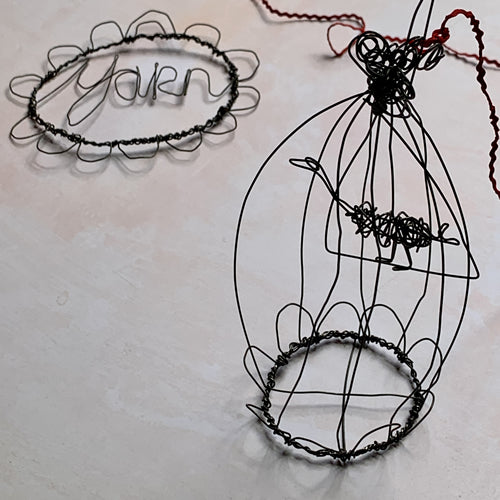 Bird in Wire Birdcage (handmade