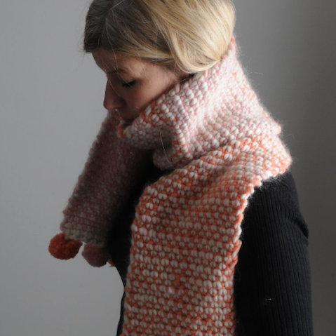 Mrs Moon Two Colour Moss Stitch Scarf