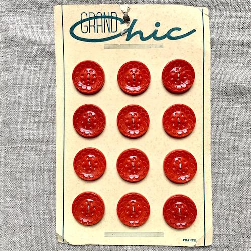 Vintage Bright Red Flower Buttons