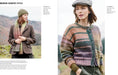 A two-page fashion magazine spread showing a woman outdoors wearing a knit cardigan with horizontal stripes in muted earthy tones, along with a hat and scarf. The right page features a larger photo of the knitwear, with the left page showing a smaller styled view and text headings including 'MODERN COUNTRY STYLE'.