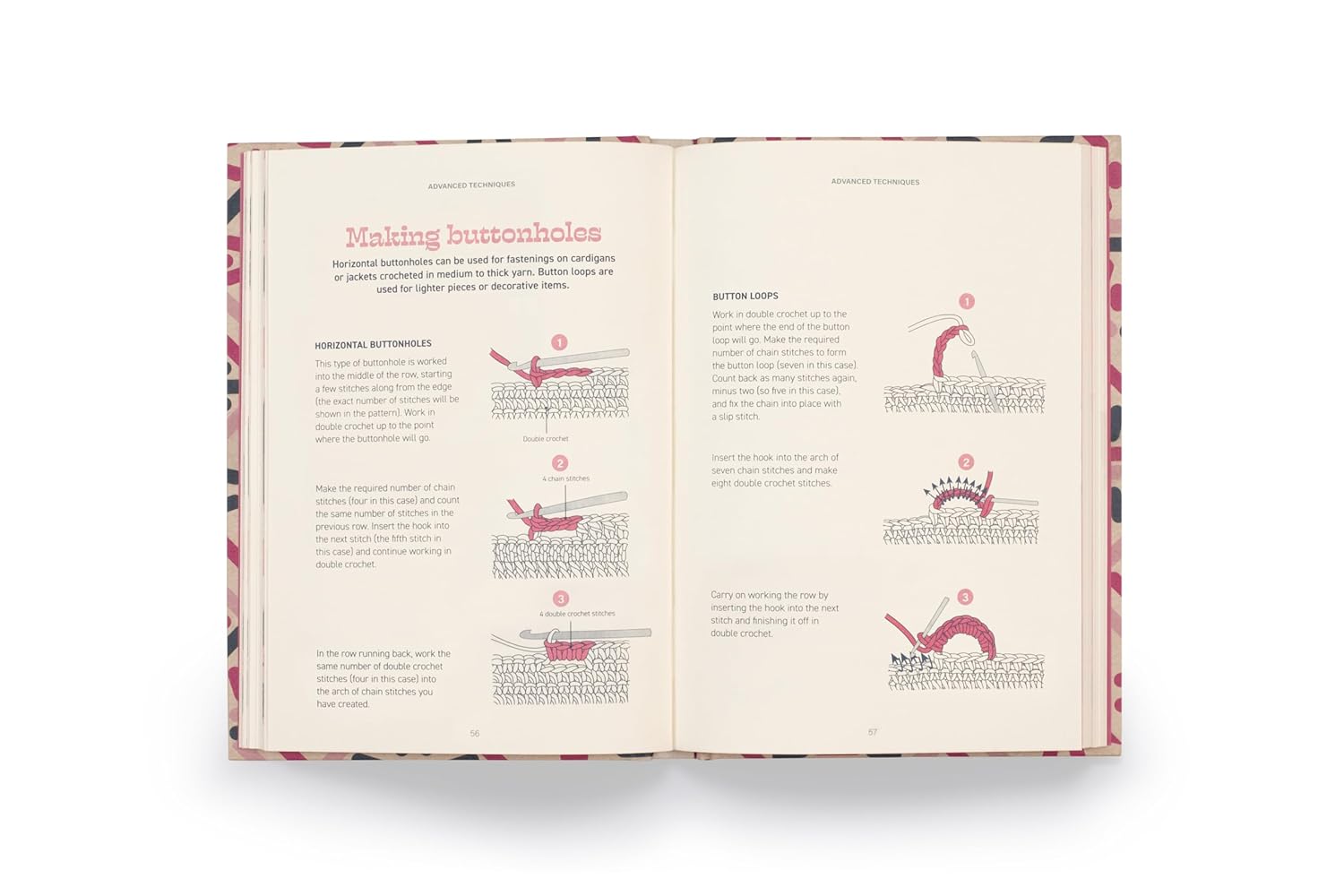 Open book with illustrations and text on a white background