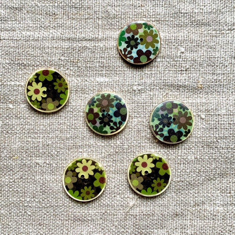 Camouflage Floral Button