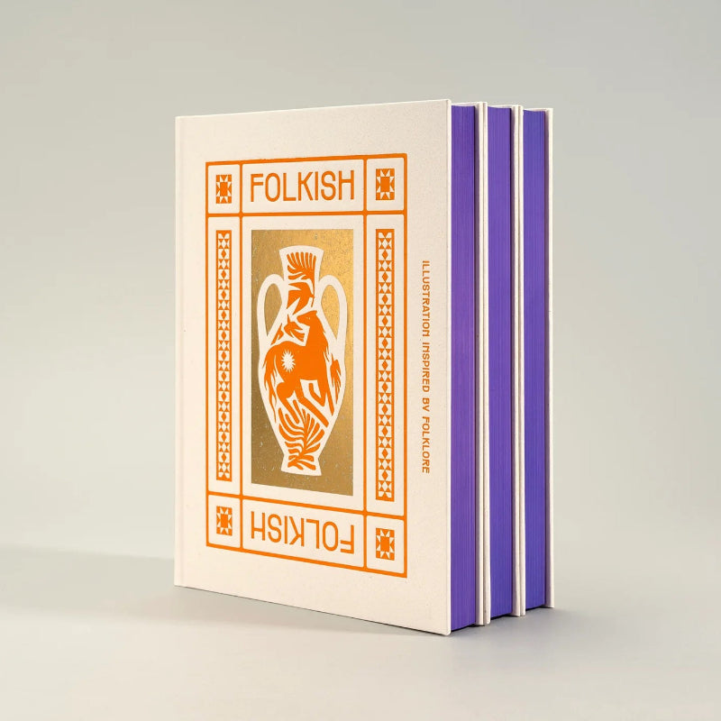 Folkish book with decorative design on a gray background