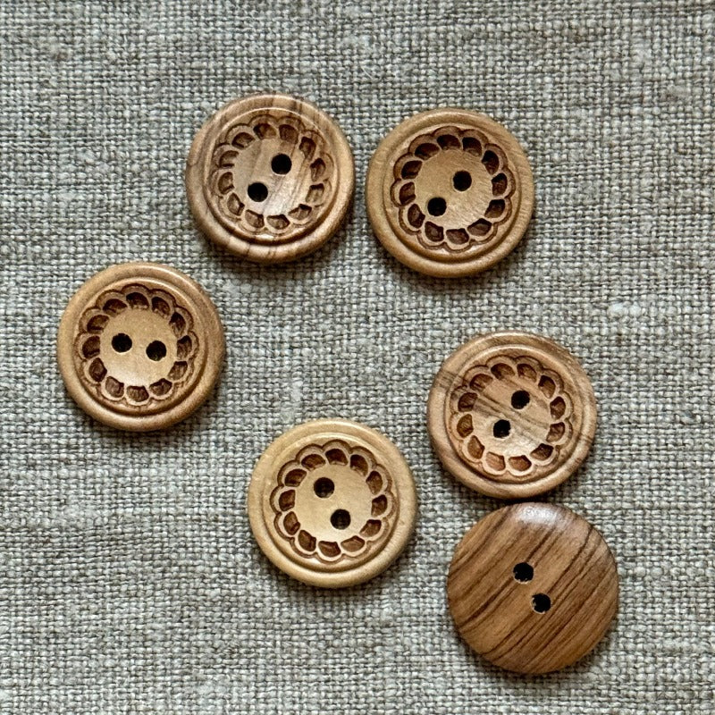 Folk Button Wood Folk Flower Button — Loop Knitting