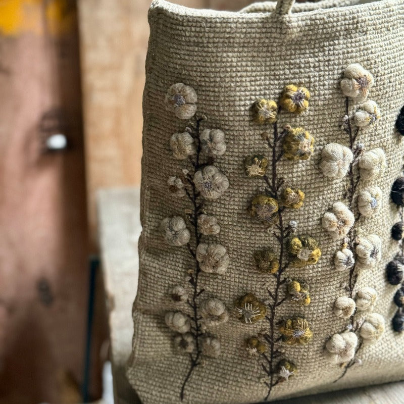 Sophie Digard - Crocheted bag with Puffy Embroidered Flower Stems