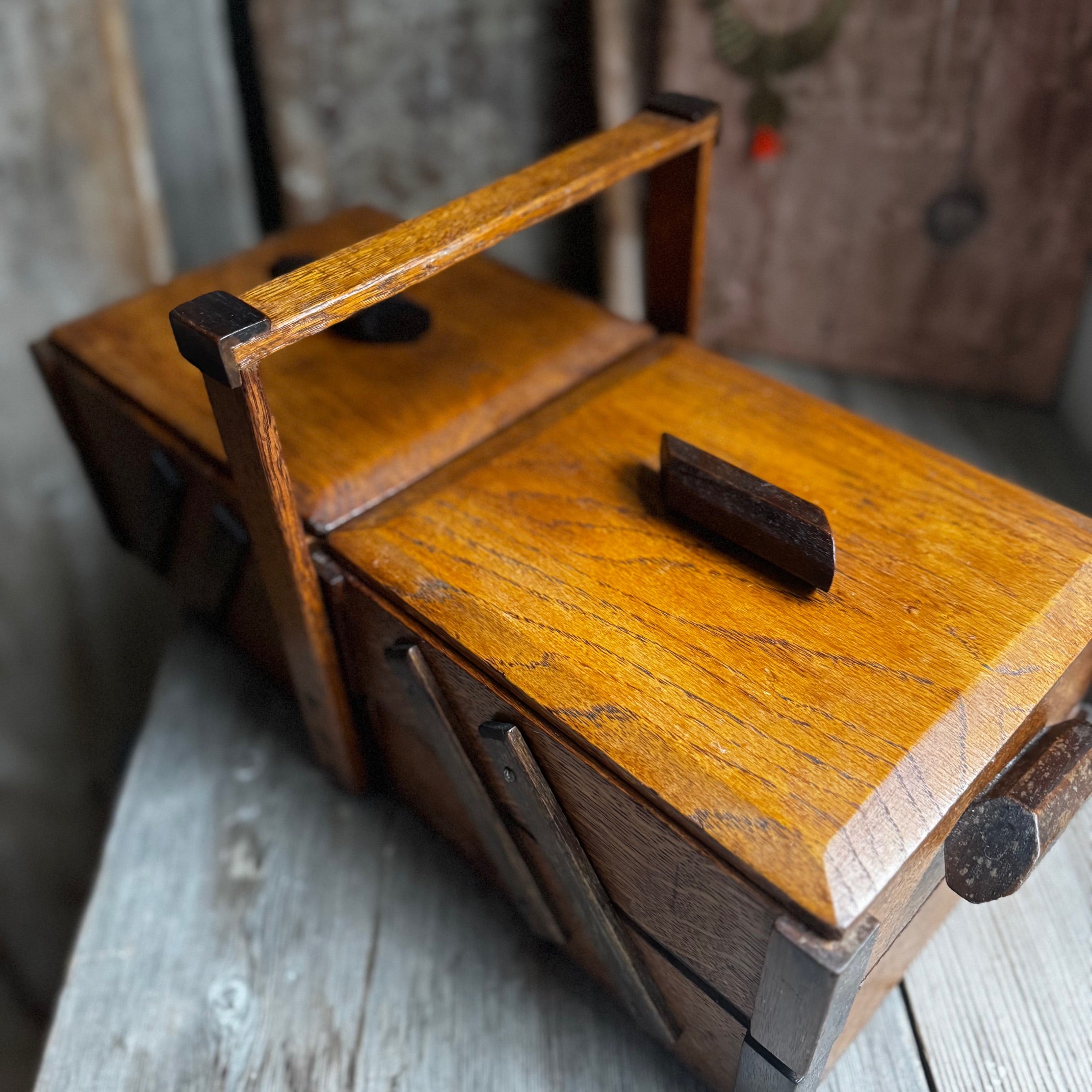 Handmade wooden haberdashery -sewing box