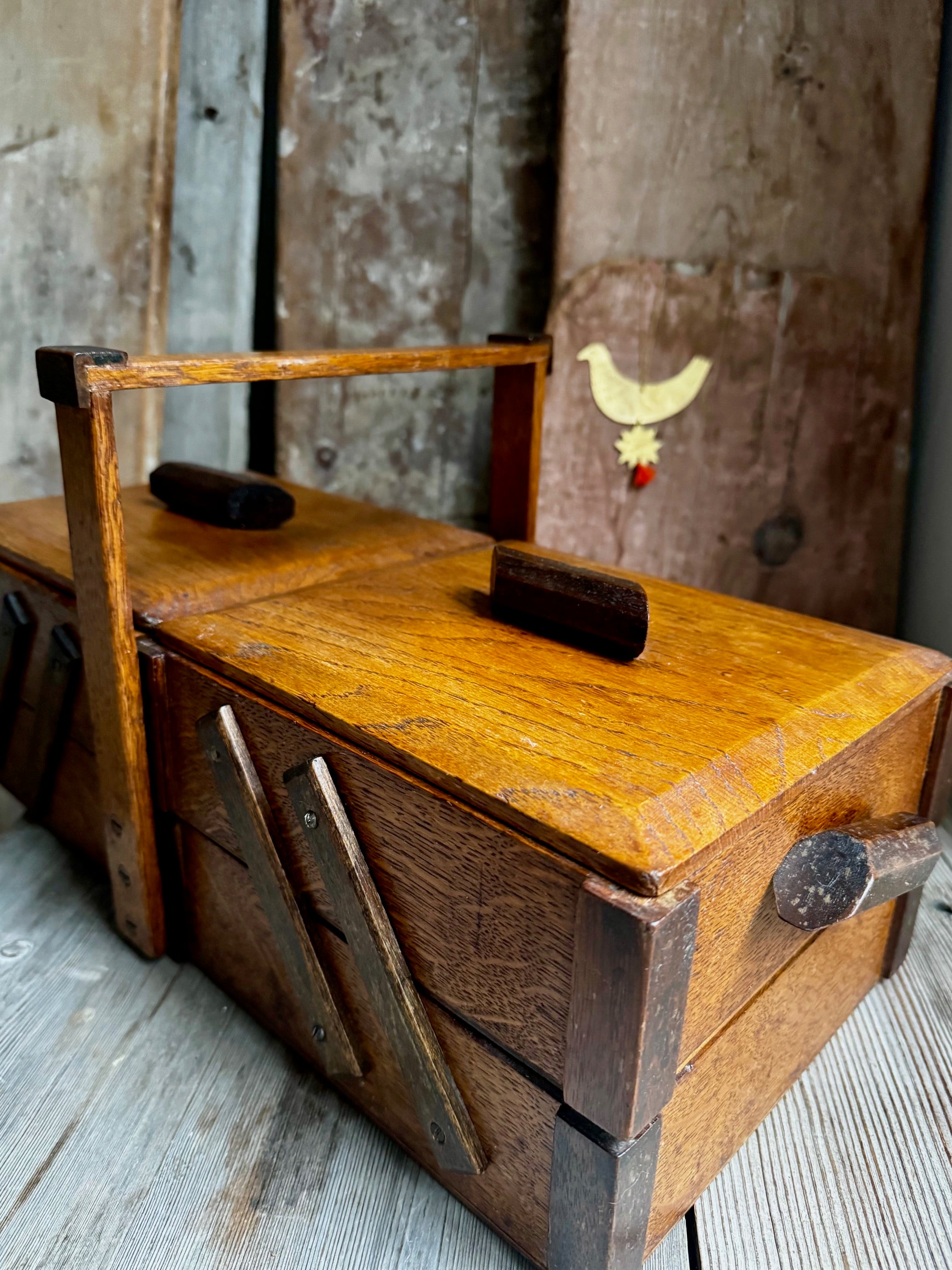 Handmade wooden haberdashery -sewing box