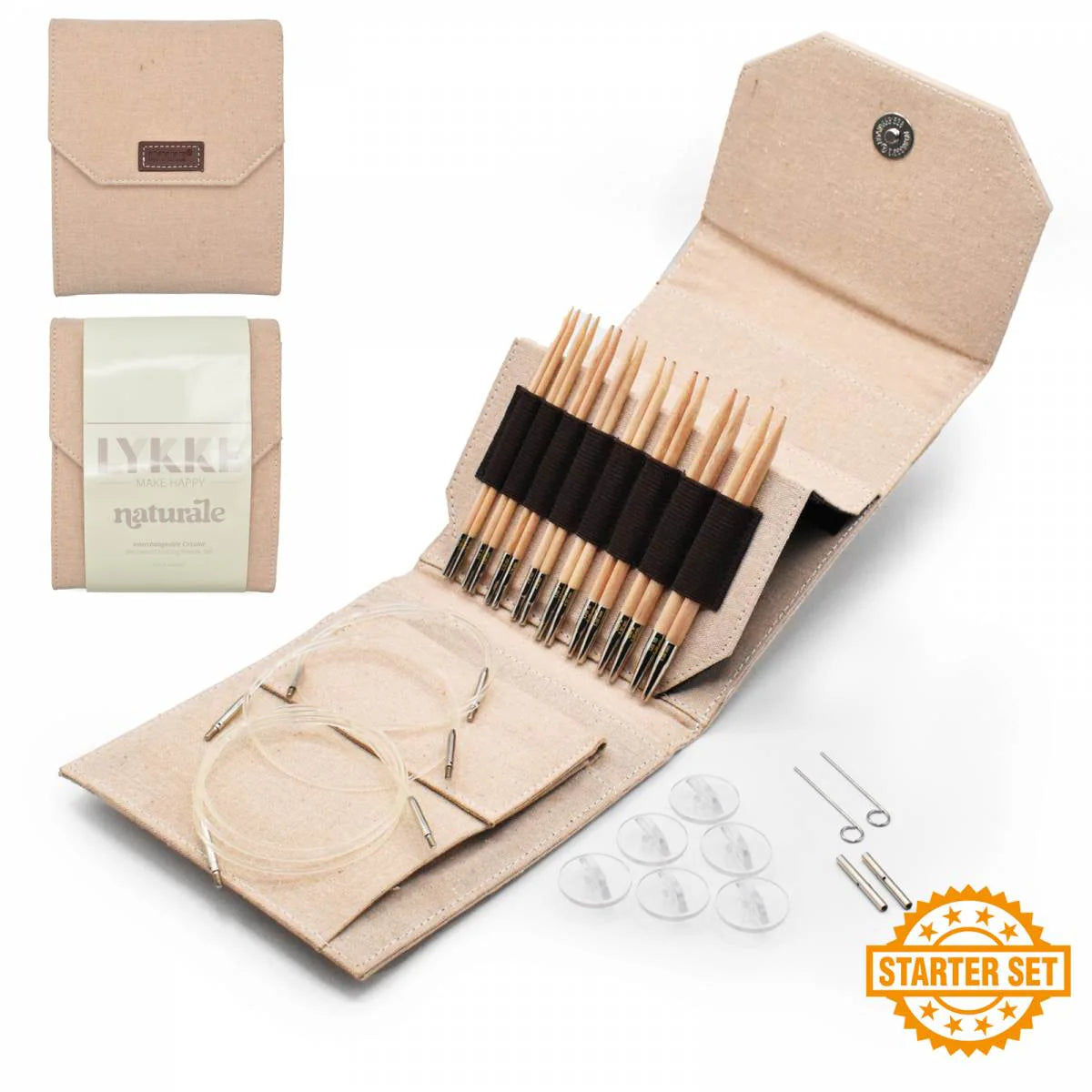 LYKKE Naturale 13cm (5") Interchangeable Needle Starter Set - Beige Canvas Case