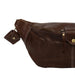 Brown leather waist bag on a white background