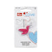 Pink bird-shaped needle threader on a white packaging with Prym branding