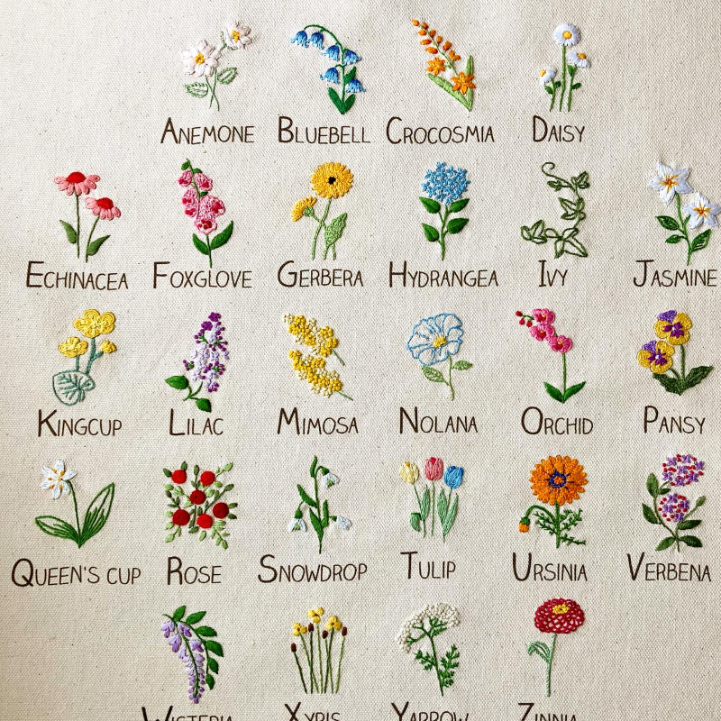 Rosita Studio - Intermediate Floral Alphabet Sampler Workshop