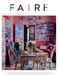 FAIRE magazine cover, Issue 14, featuring a colorful interior room with paintings, patterned wallpaper, a wooden dining table, chairs, and flowers. The title FAIRE appears at the top in large multicolored letters.