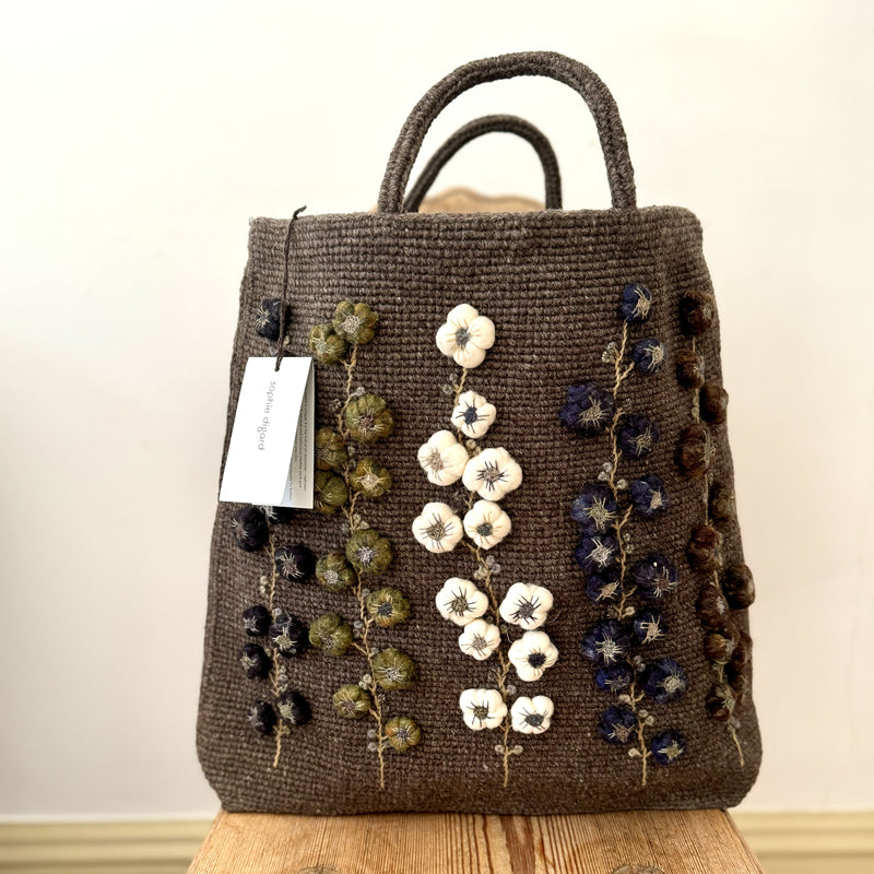 Sophie Digard - Crocheted bag with Puffy Embroidered Flower Stems