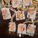 Decorative heart-shaped pouches with embellishments on a dark surface