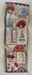 Textile art piece with colorful patterns and designs on a white background