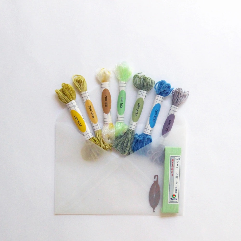 Set of colorful embroidery floss spools on a white background