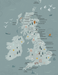 Map of the UK with various icons and labels on a light blue background