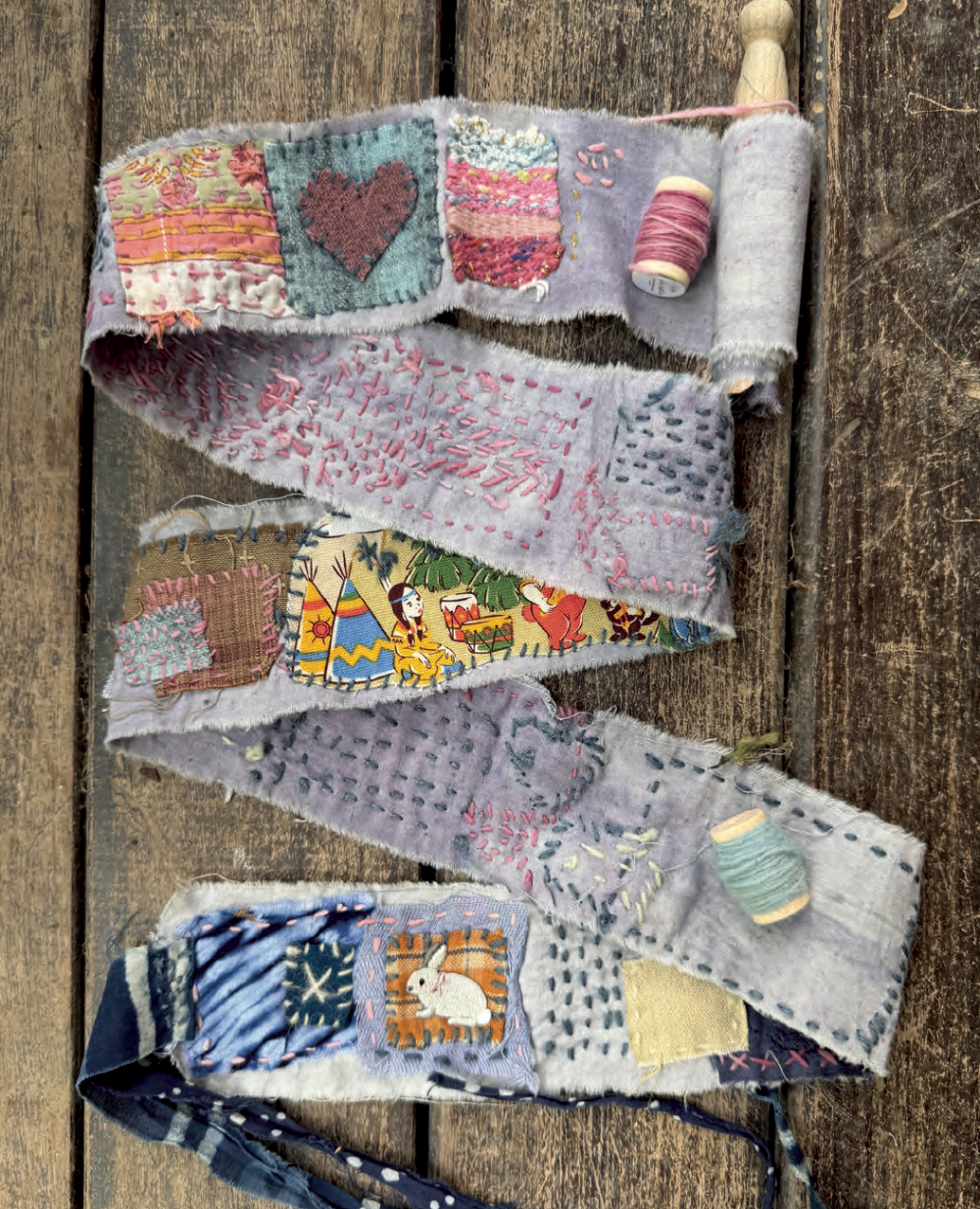 Collection of textile snippet roll surface