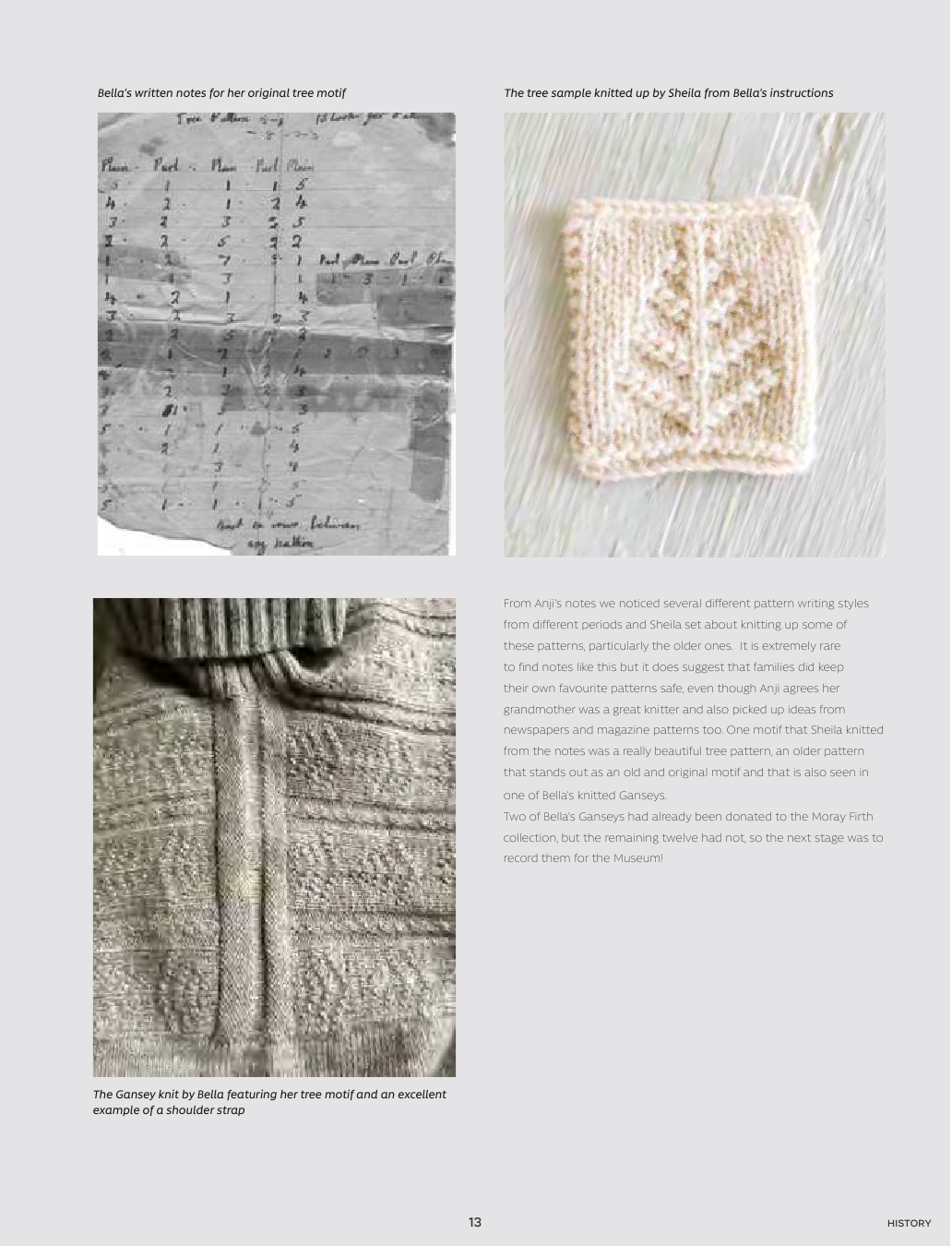 Knitted sample and text on a textured background