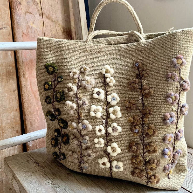 Sophie Digard - Crocheted bag with Puffy Embroidered Flower Stems