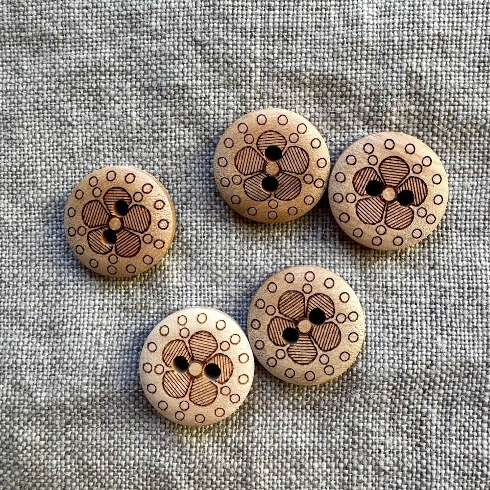 Wooden Dots + Flower Button