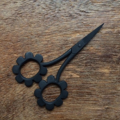 Matte Black Flower Power Mini Scissors