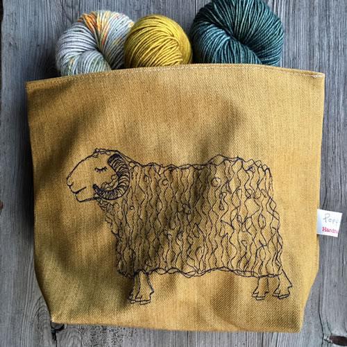 Embroidered Sheep Project Bag