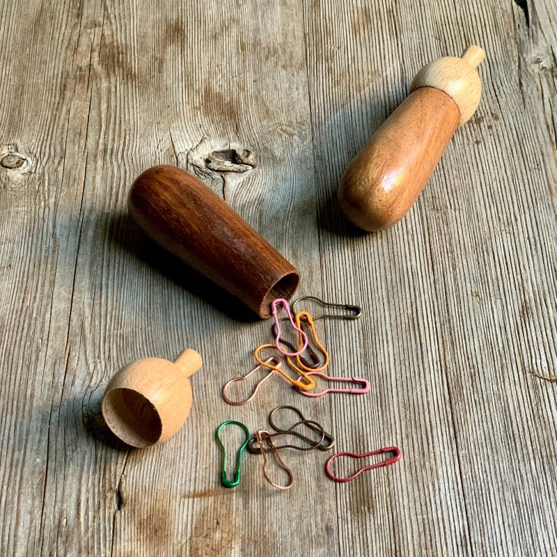 Wooden Knitting Needles 10 Mm With Acorn Caps. Fir Wood Hand