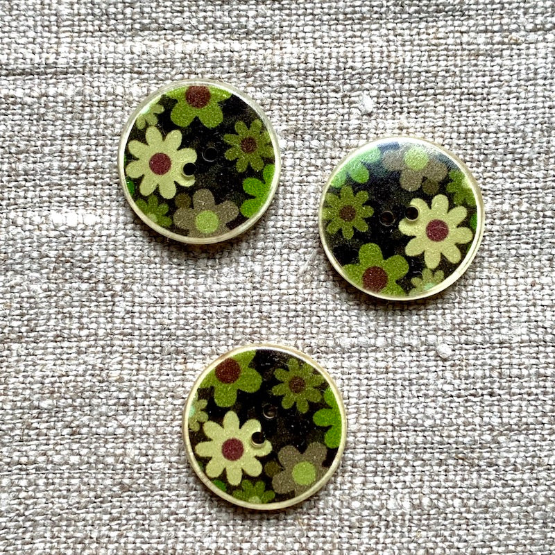 Camouflage Floral Button