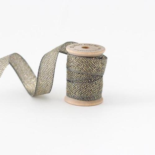 Metallic Loose Weave Ribbon on Wood Spools