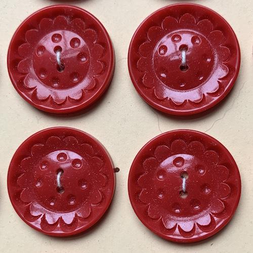 Vintage Deep Red Flower Buttons