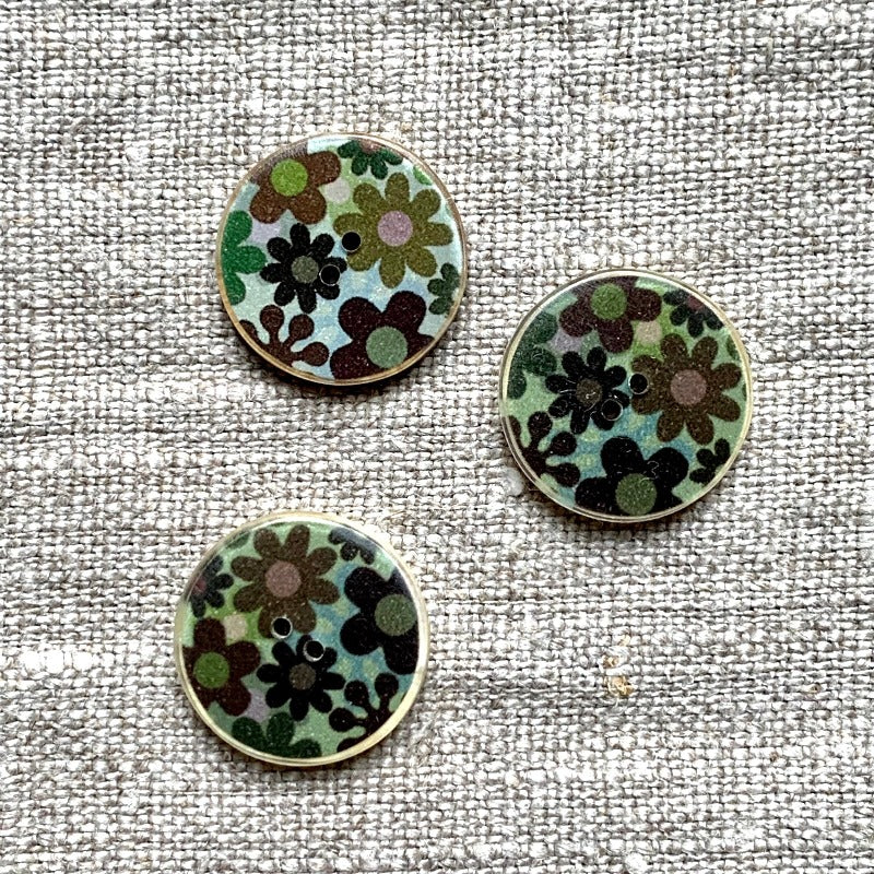 Camouflage Floral Button